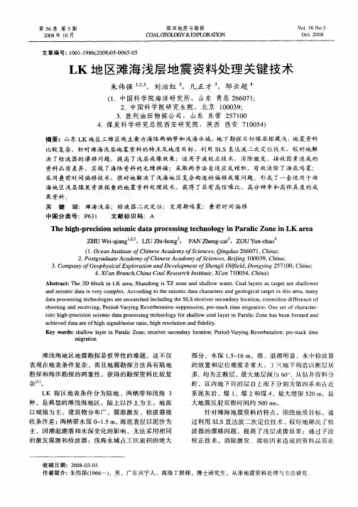 LK地区滩海浅层地震资料处理关键技术