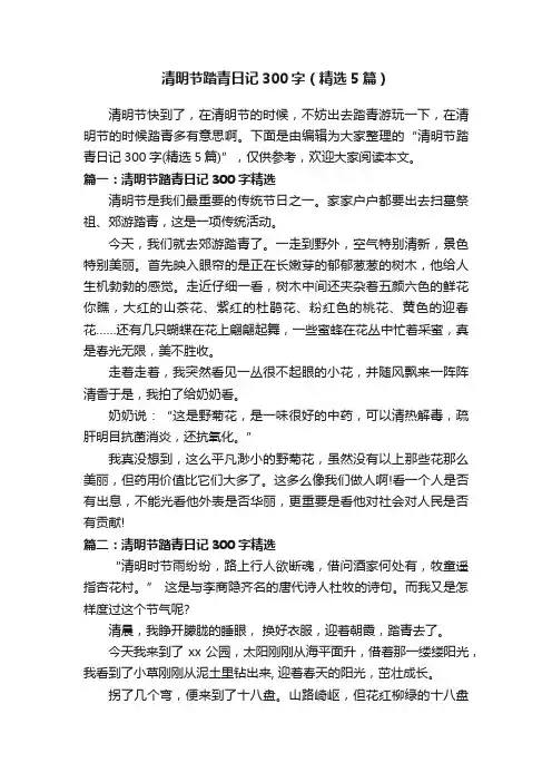 清明节踏青日记300字（精选5篇）