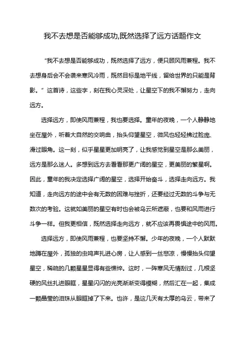 我不去想是否能够成功,既然选择了远方话题作文