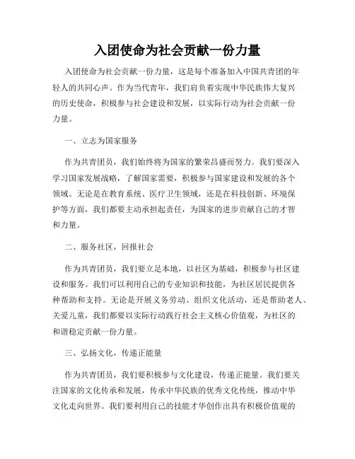 入团使命为社会贡献一份力量