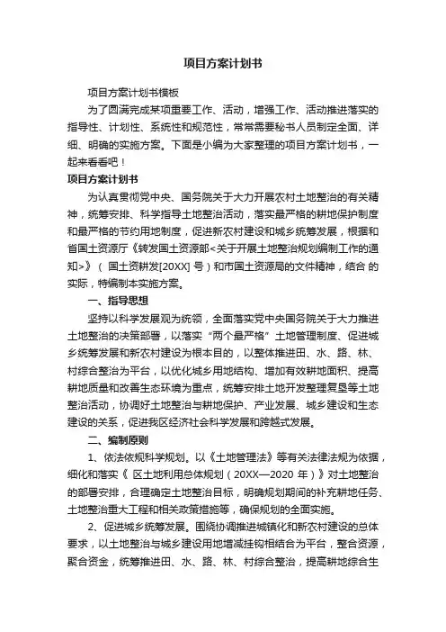 项目方案计划书模板