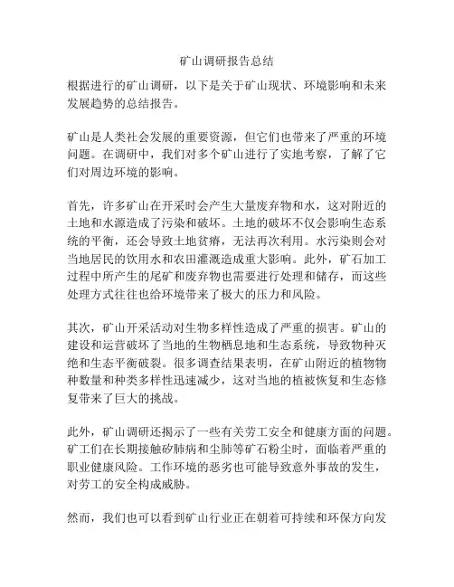 矿山调研报告总结