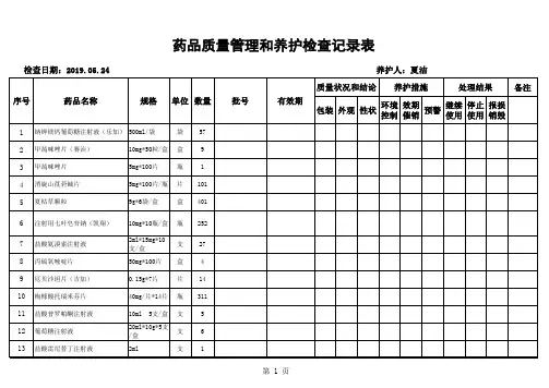 药品质量管理养护表