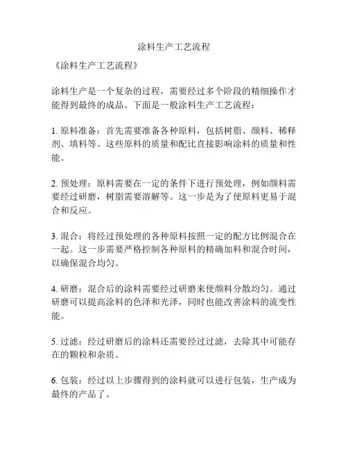 涂料生产工艺流程