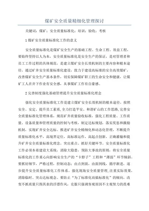 煤矿安全质量精细化管理探讨