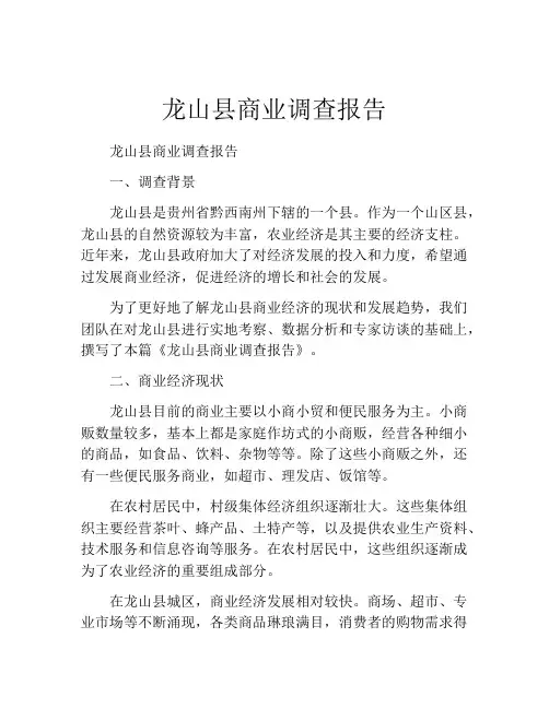 龙山县商业调查报告