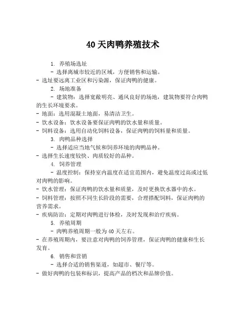 40天肉鸭养殖技术