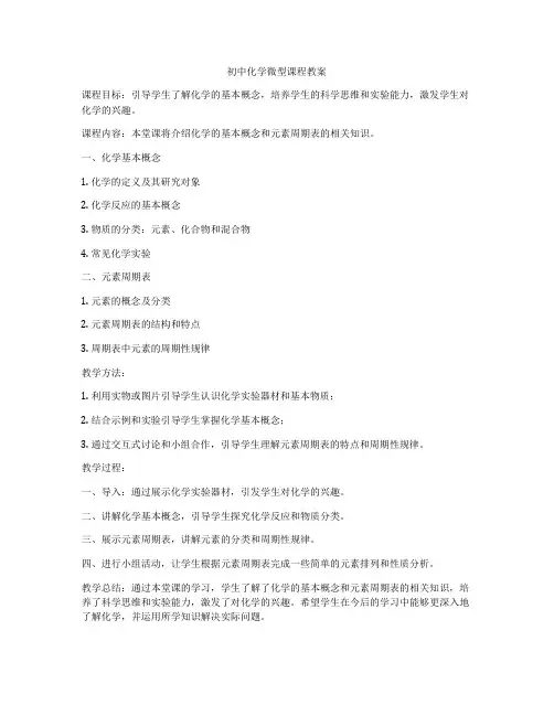 初中化学微型课程教案