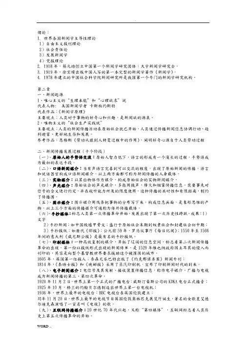 新闻学概论知识点总结