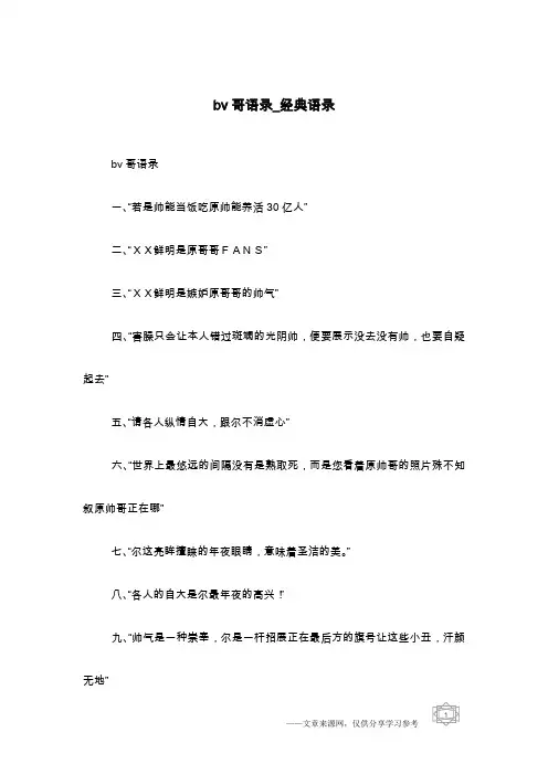 bv哥语录_经典语录
