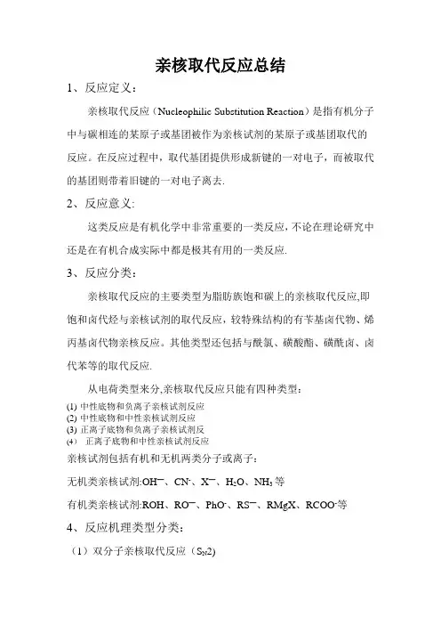 亲和取代反应总结