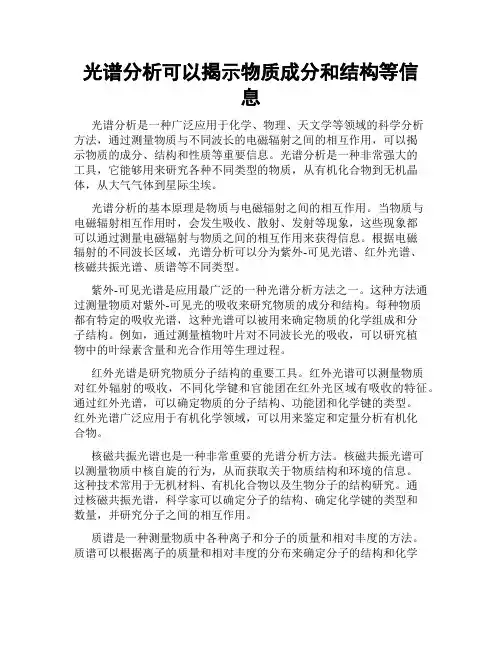 光谱分析可以揭示物质成分和结构等信息