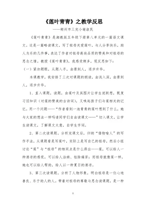 教莲叶青青之反思 【完整版】