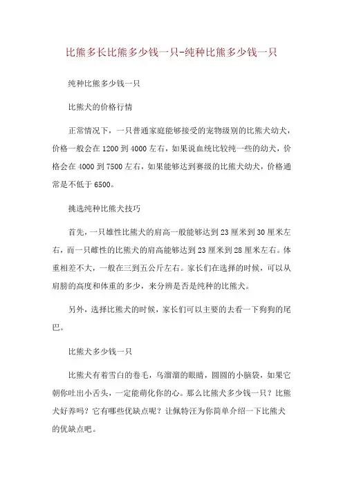 比熊多长比熊多少钱一只-纯种比熊多少钱一只