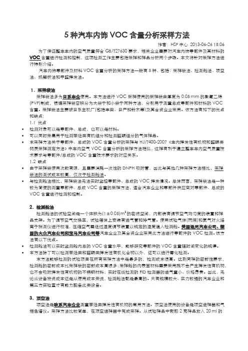 汽车-5种汽车内饰VOC含量分析采样方法