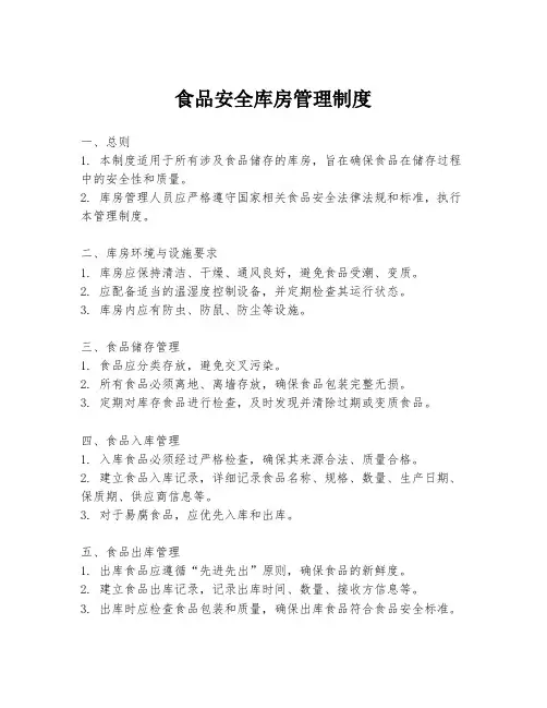 食品安全库房管理制度