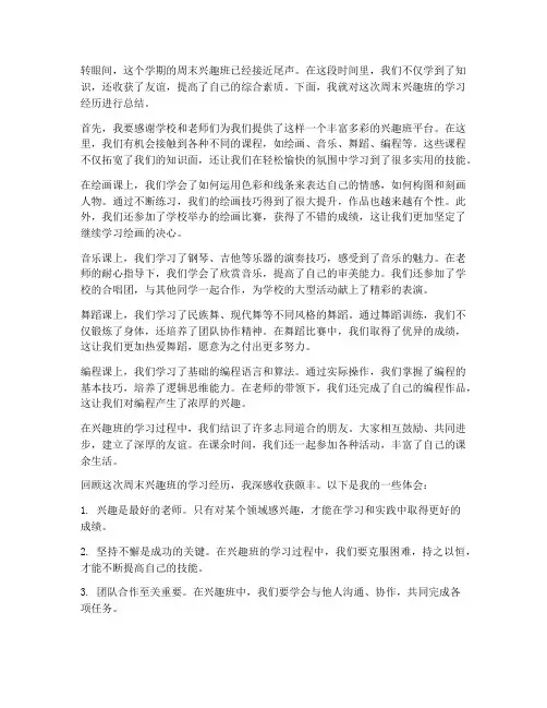 周末兴趣班总结范文