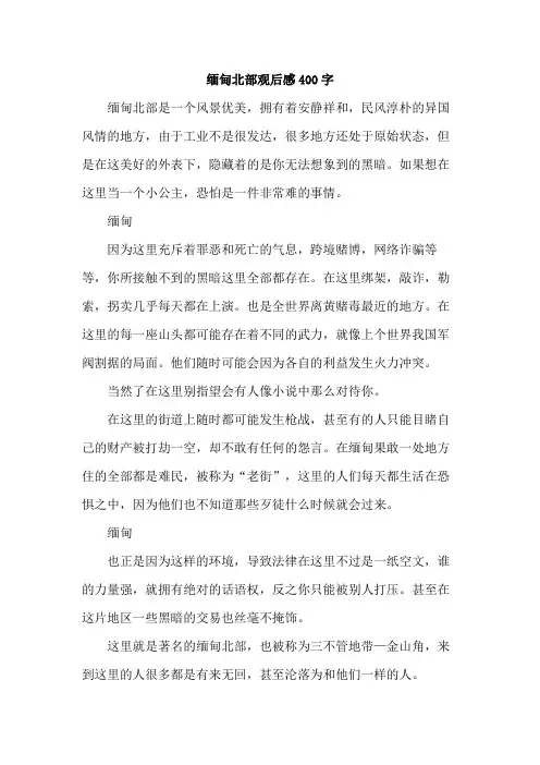 缅甸北部观后感400字