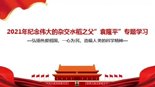 高考语文作文素材 纪念伟大的杂交水稻之父”袁隆平” 课件(33张PPT)