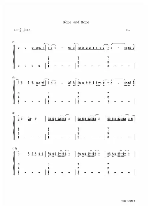 钢琴谱 More and More-TWICE最新回归曲 双手简谱_共5张(全)