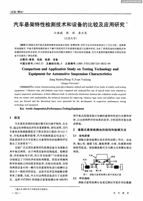 汽车悬架特性检测技术和设备的比较及应用研究