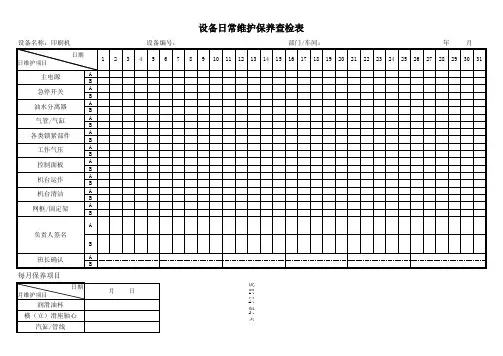 印刷机日常维护保养记录表