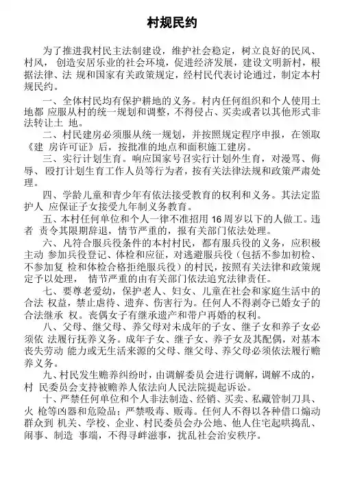 农村制度——村规民约