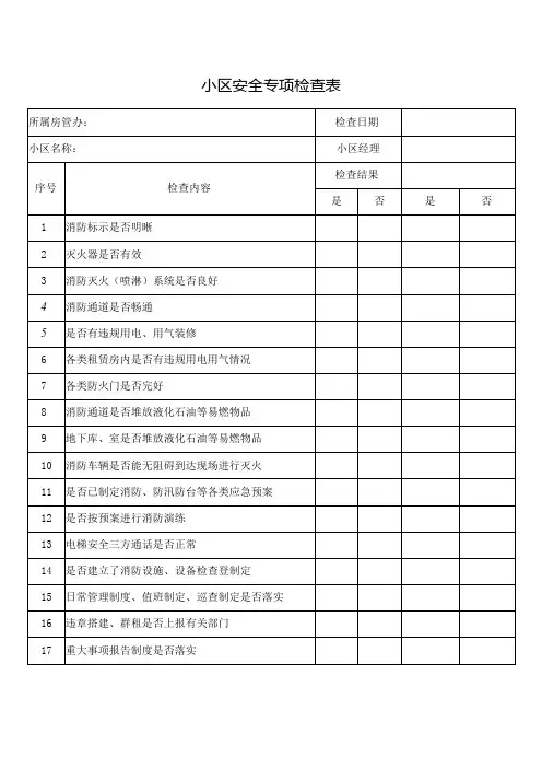 小区安全专项检查表