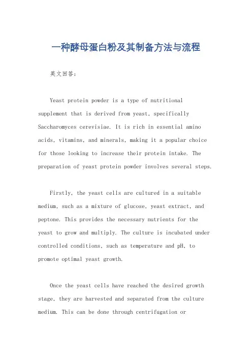 一种酵母蛋白粉及其制备方法与流程