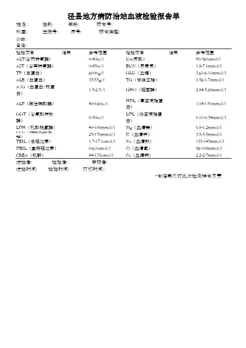 血生化模板