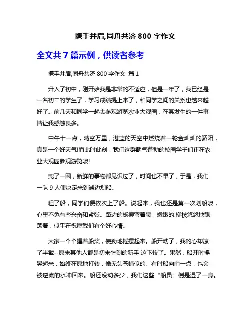 携手并肩,同舟共济800字作文