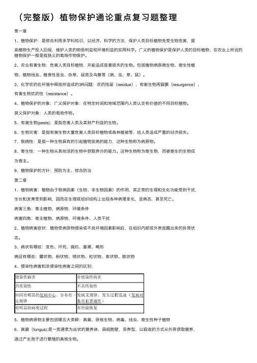 （完整版）植物保护通论重点复习题整理