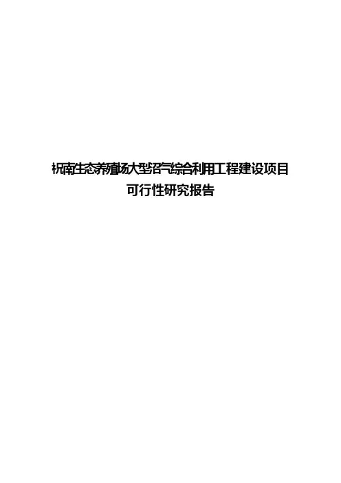 祝南生态养殖场大型沼气综合利用工程建设项目可行性研究报告
