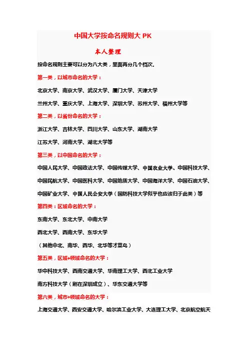 中国大学按命名规则大pk