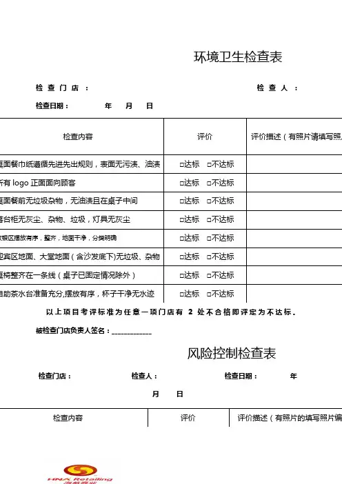 门店巡店检查表