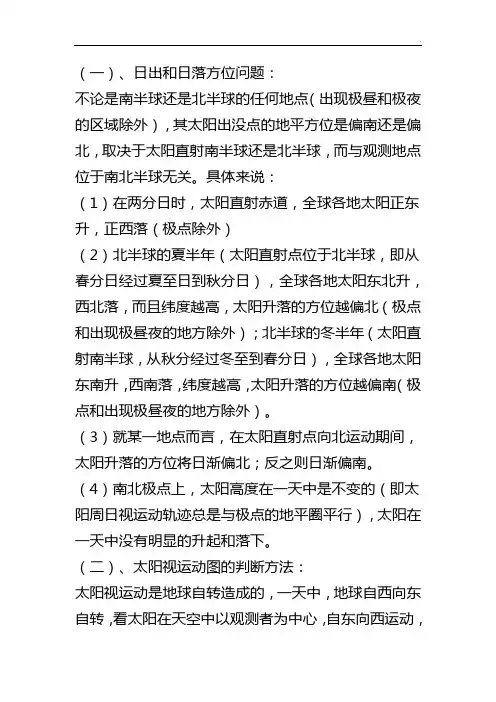 日出日落方位详解