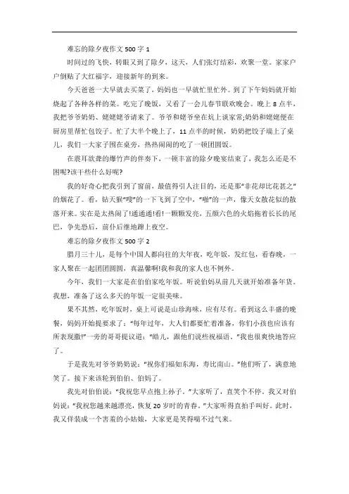 难忘的除夕夜作文(5篇)