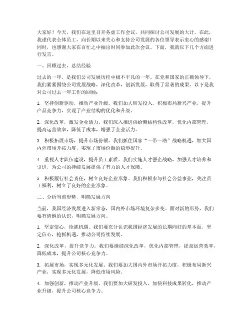 务虚工作会议上的发言稿