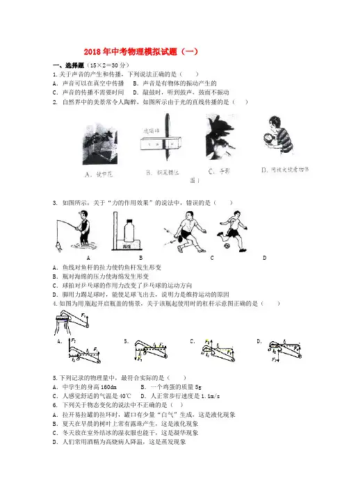 2018年中考理综模拟试题10套合集附答案