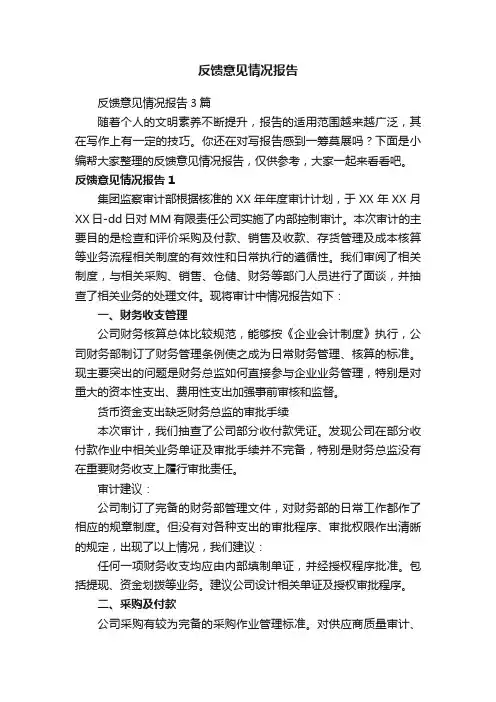 反馈意见情况报告