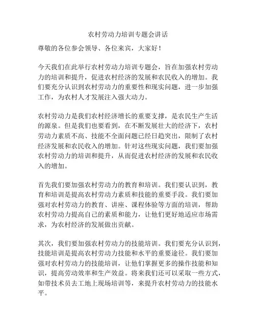 农村劳动力培训专题会讲话