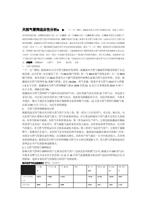天然气管网适应性分析