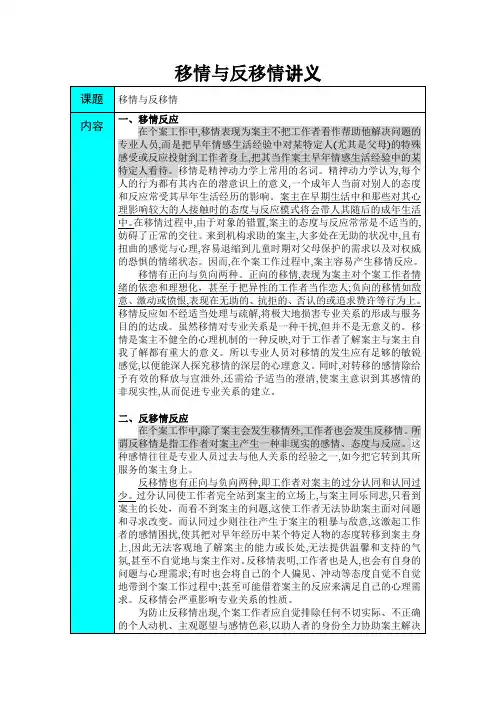 个案工作：移情与反移情讲义