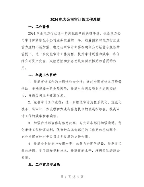 2024电力公司审计部工作总结