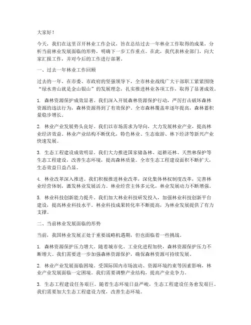 林业工作会议的发言稿