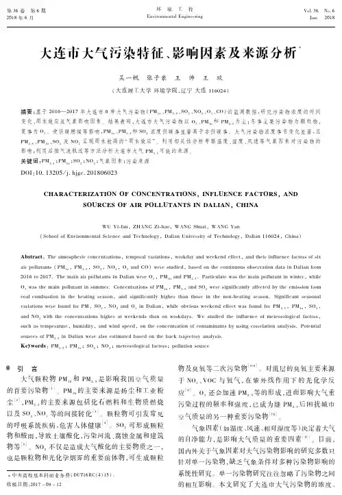 大连市大气污染特征、影响因素及来源分析