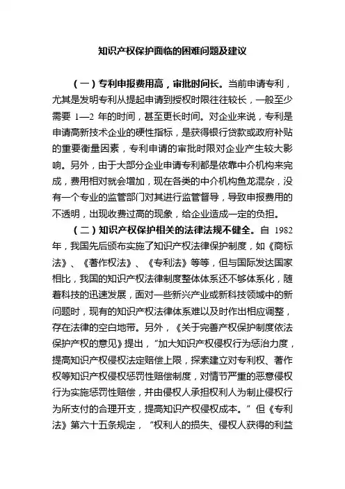 知识产权保护面临的困难问题及建议