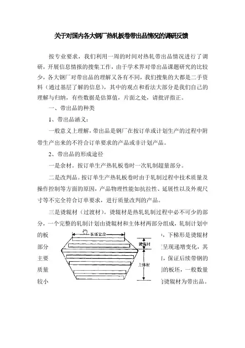 关于对国内各大钢厂热轧板卷带出品情况的调研