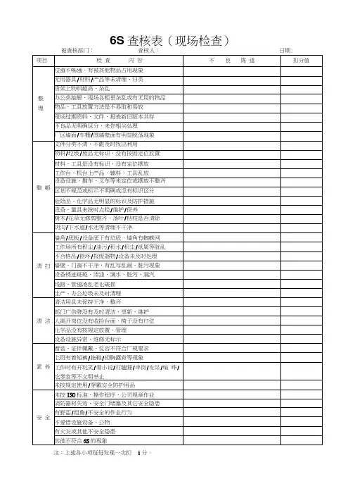 6S查核表
