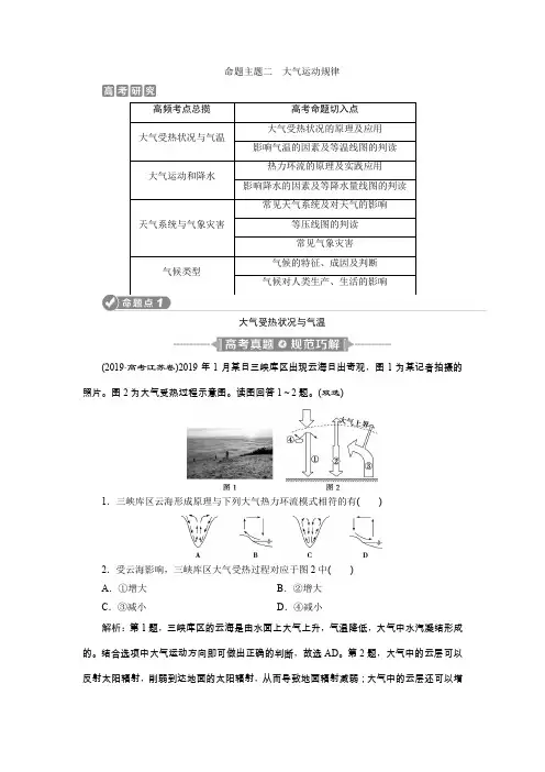 【2020版江苏省高考地理大二轮复习 】命题主题二 大气运动规律